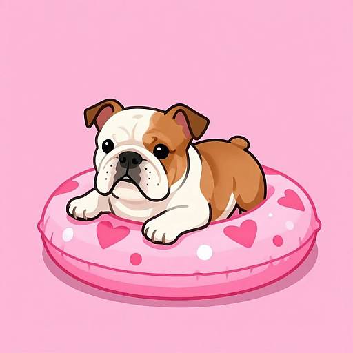 Stylized Bulldog on Pink Pool Float