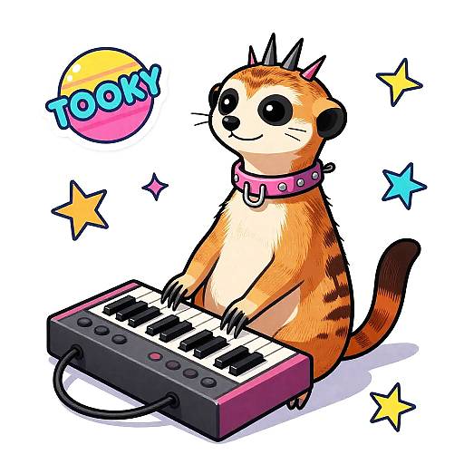 Punk Meerkat Playing Synth Keyboard