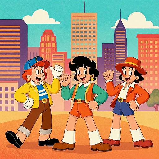 70s Funky Cartoon Cityscape Illustration