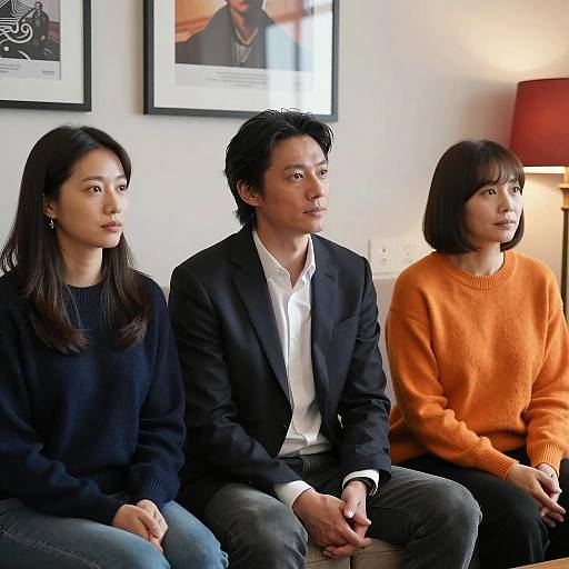 Cozy Indoor Scene with Three Friends