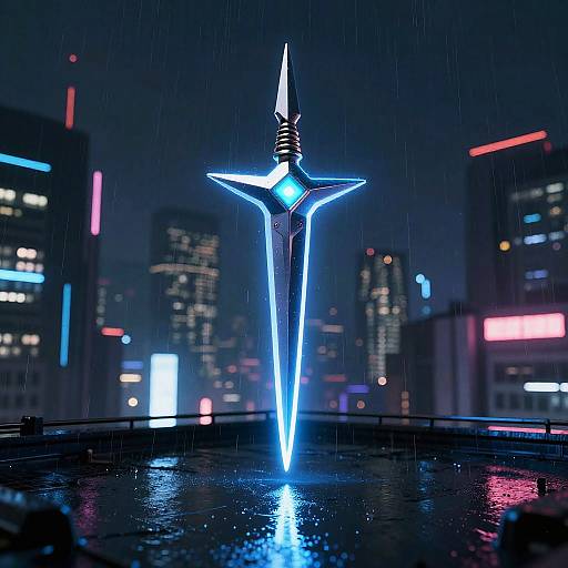 Neon Blue Futuristic Shuriken