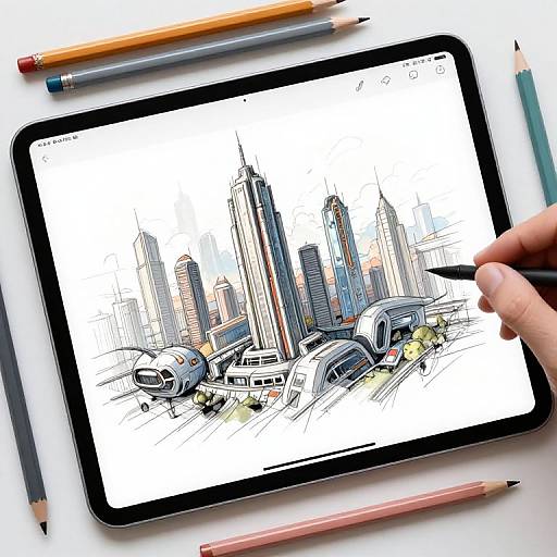 Realistic Digital Drawing App Interface