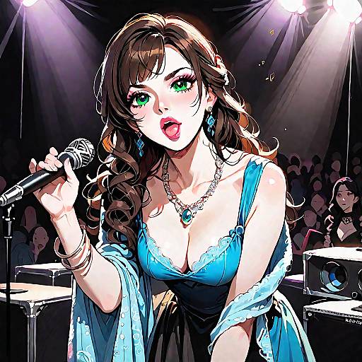 Anime Female Idol Singing on Stage