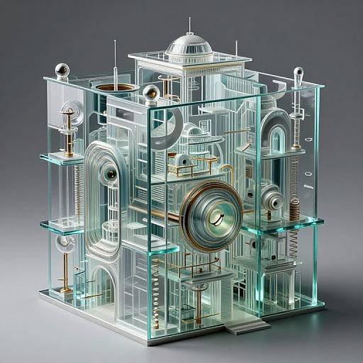 Surreal 3D Mechanical Glass Architecture