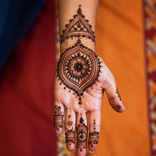 Intricate Black Henna Hand Art