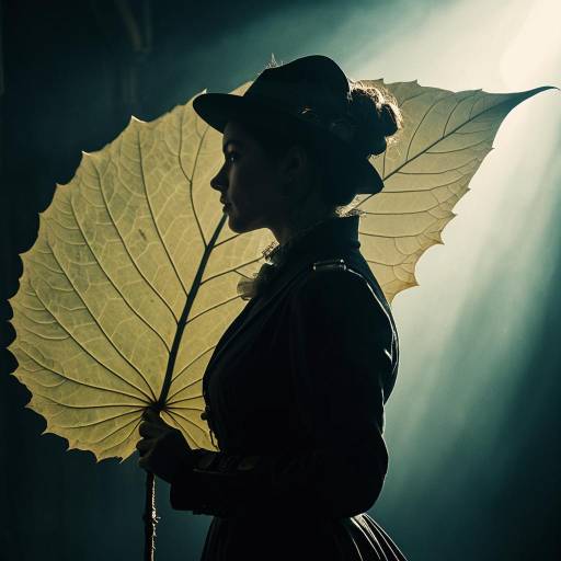 Steampunk Woman with Giant Leaf Parasol