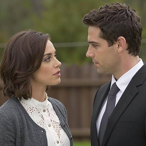 Focused Conversation Between Man and Woman Outdoors