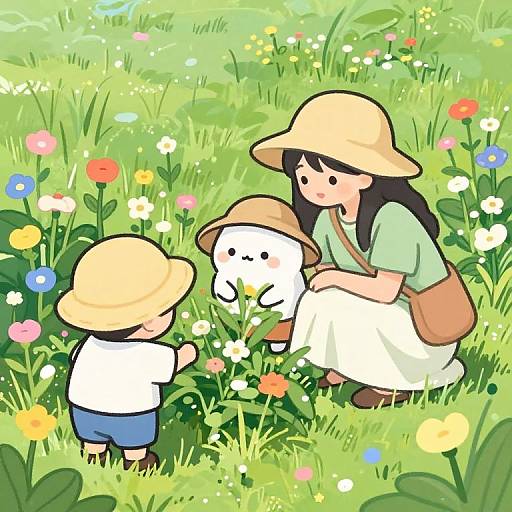 Kawaii Mom Gardening with Boys