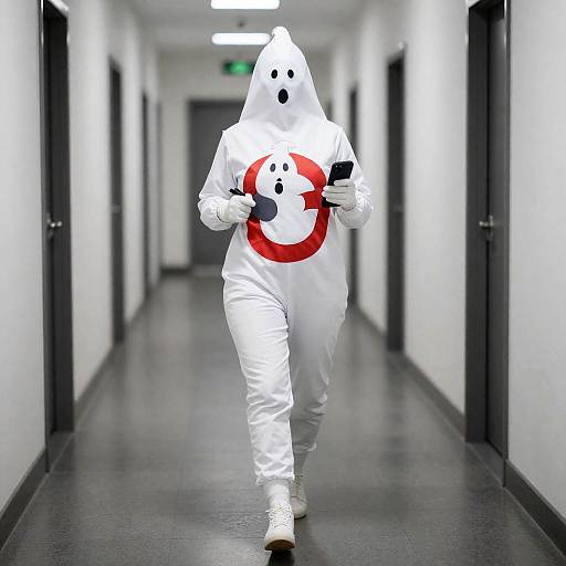 Woman in Ghostbuster Costume