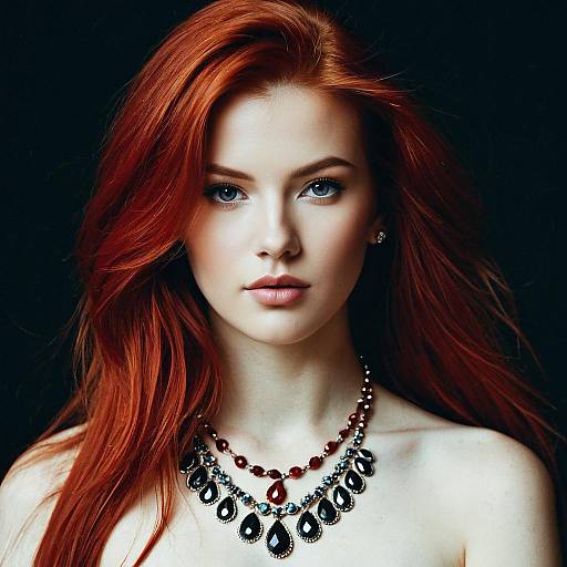 Realistic Portrait of a Girl with Red Hair