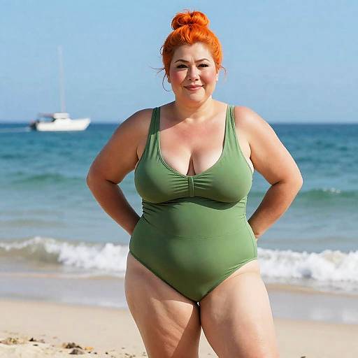 Realistic Mature Woman Posing on Beach
