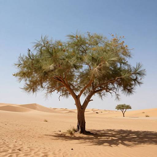 Solitary Tree in Desert Oasis
