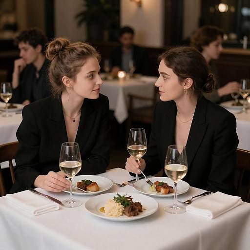 Intimate Dinner Conversation in Blazers