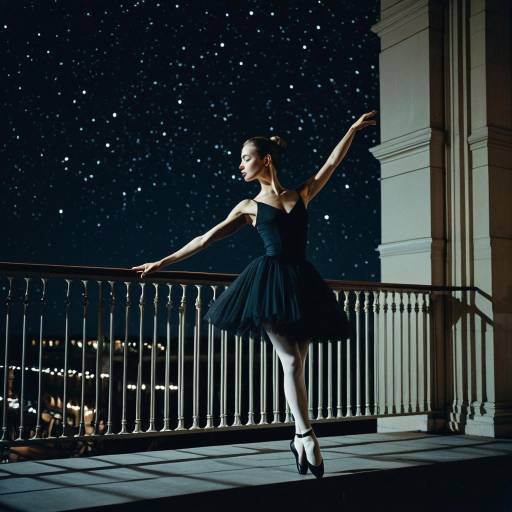 Ballet Dancer on Opera House Balcony at Night