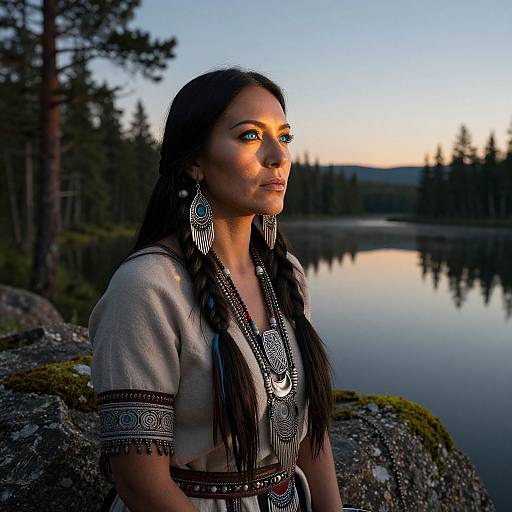 Ethereal Native American Portrait at Dusk