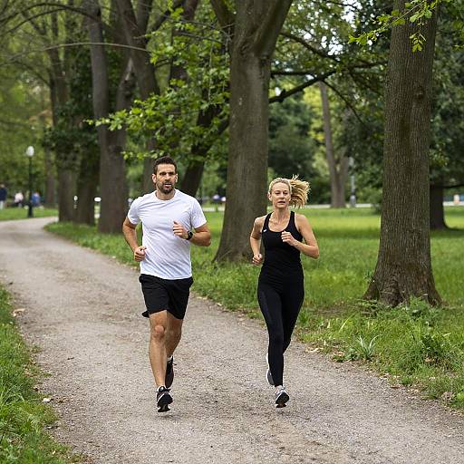 Couple Jogging in Lush Green Park