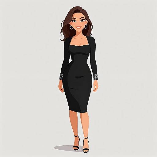 Chic Woman in Black Bodycon Dress