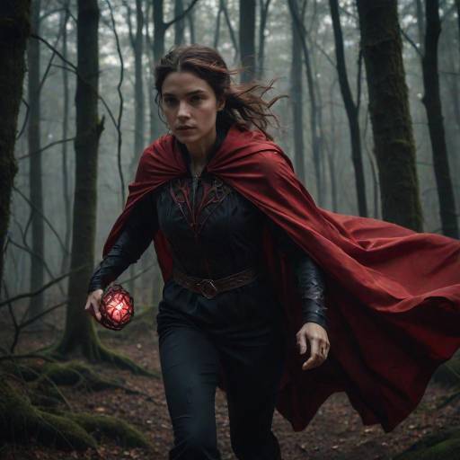 Confident Woman in Creepy Forest Scene