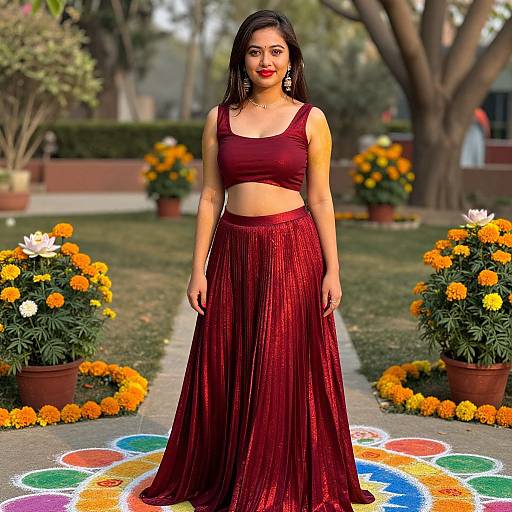 Festive Indian Woman in Garden