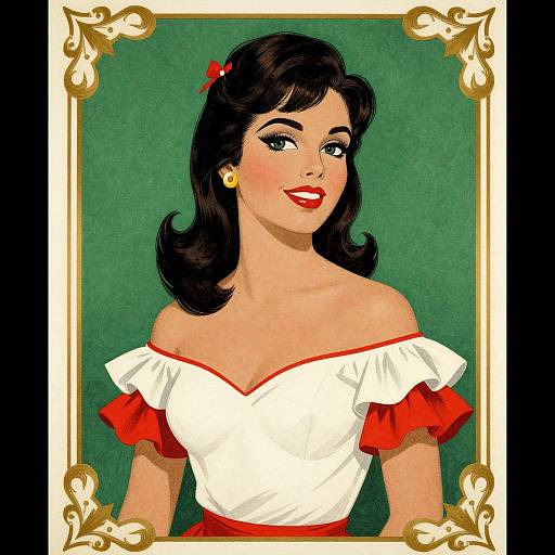 Retro-Style Vintage Calendar Girl Illustration