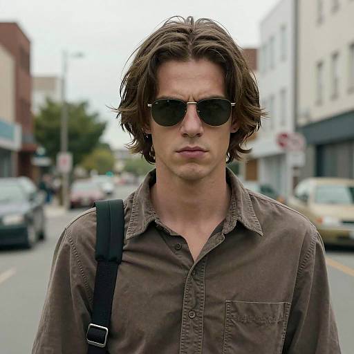 Young Man with Sunglasses in Urban Setting
