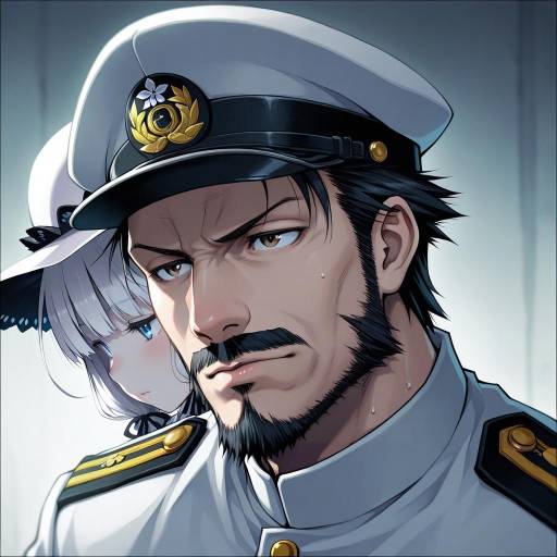 Illustration of Admiral suwabe, kantai collection in the style of Akakage red