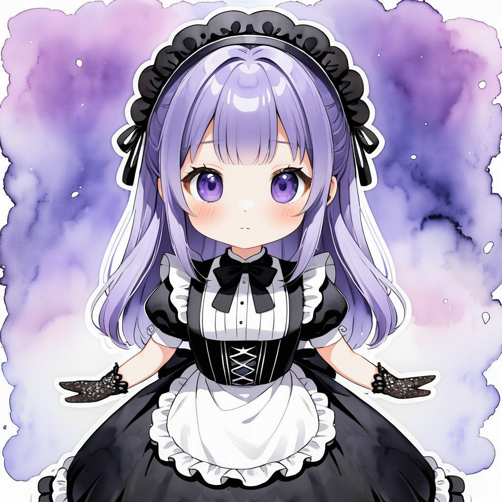 Charming Chibi Maid with Lavender Hair