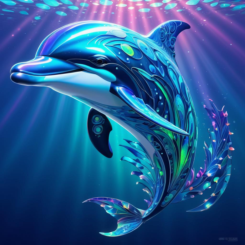 Vibrant Cyber Dolphin in Morning Light