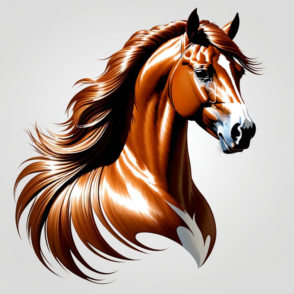 Realistic Chestnut Horse with Long Mane