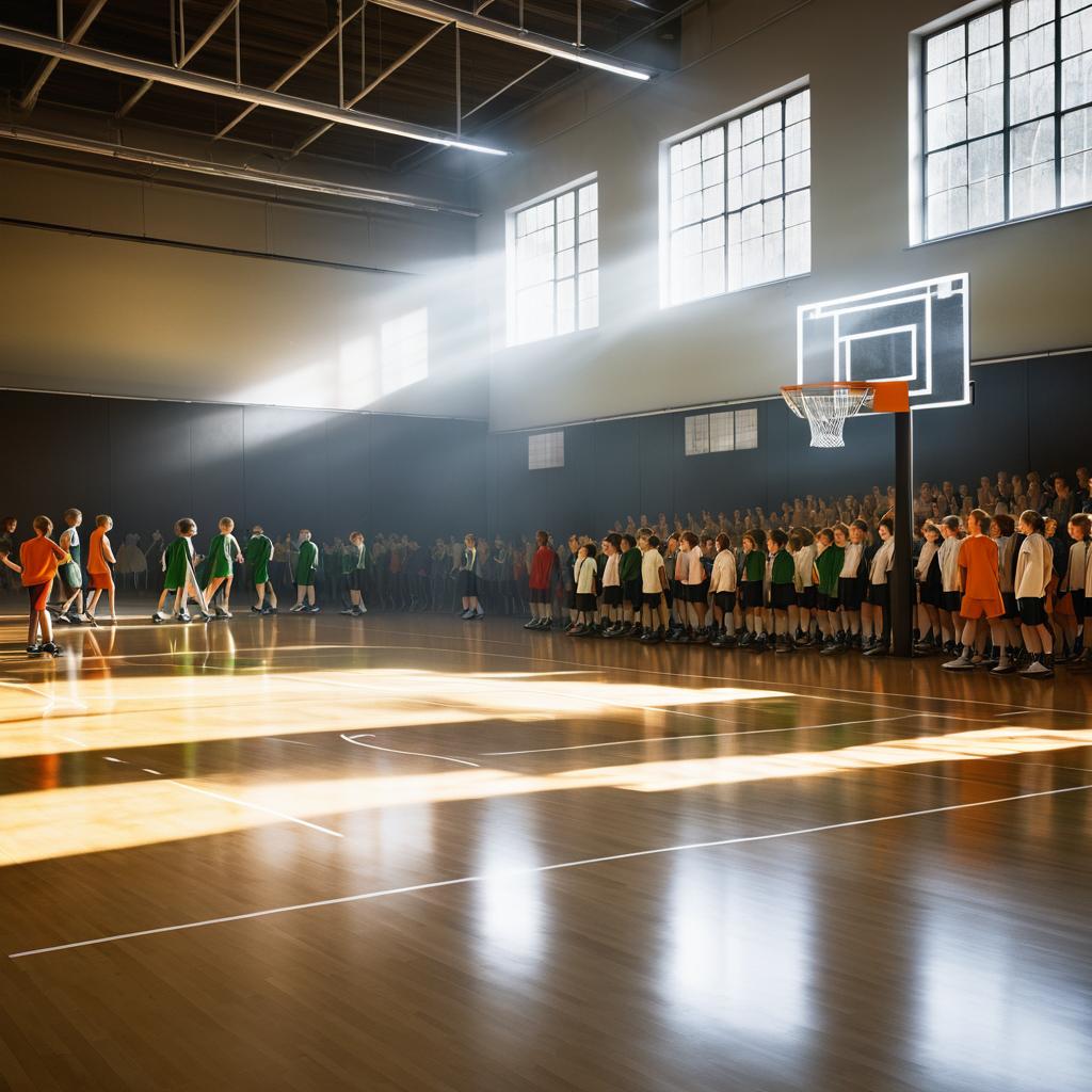 Dynamic Sports Scene in a Gymnasium