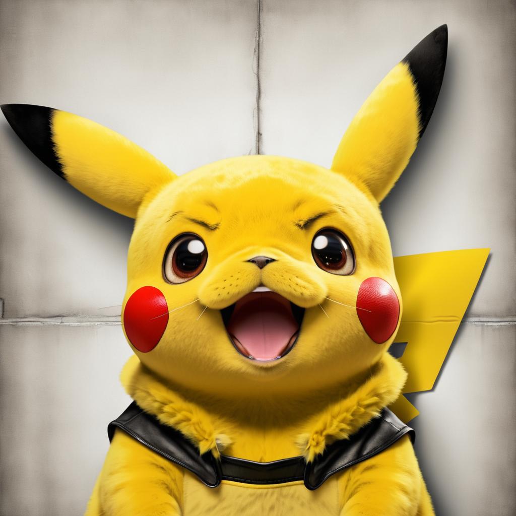 Funny Pikachu Mugshot with Shocked Expression