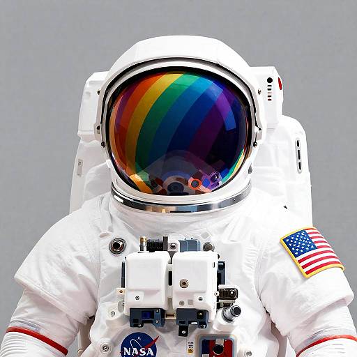 Bold Astronaut with Rainbow Hair