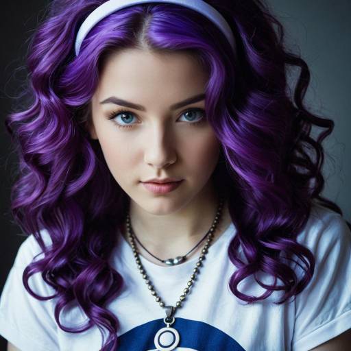 Realistic Purple-Haired Girl with Jewelry