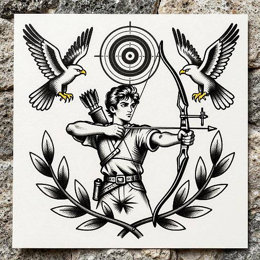Vintage Ink Archer Tattoo Illustration