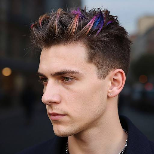 Portrait of European Man with Colored Tips