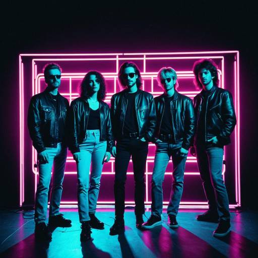 80s Synthwave Band with Neon Lights