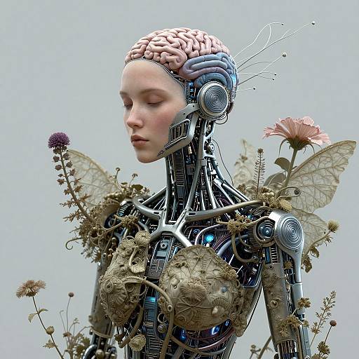 Surreal Biomechanical Woman with Cyber Dryads