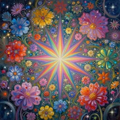 Colorful Fractal Wildflowers Fantasy