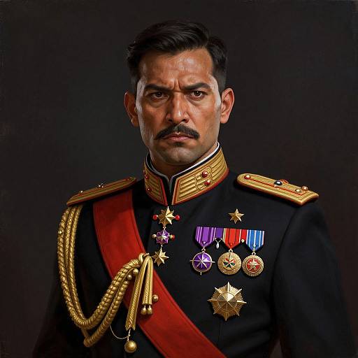 Futuristic Military Portrait of Korean Indian Man