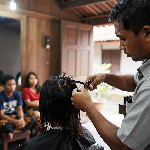 Traditional Indonesian Barber Shop Scene