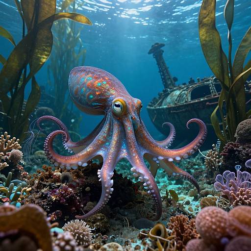 Dreamlike Underwater Octopus Journey