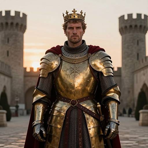 Noble Warrior King in Medieval Armor