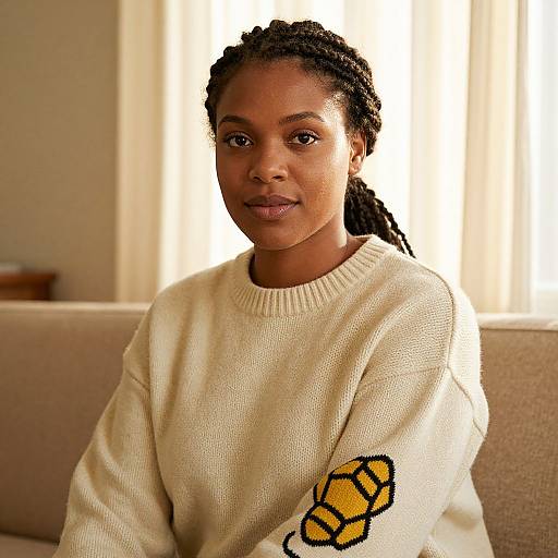 Cozy Portrait of Woman with Honey Sweater