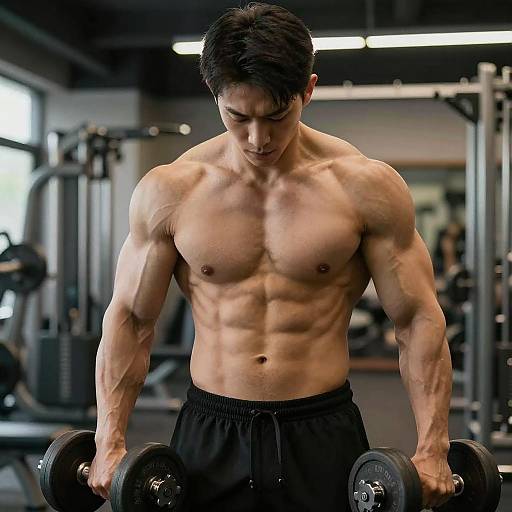 Artistic Fitness: Strong Man with Dumbbells