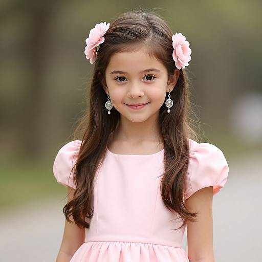 Realistic Girl in Pink Fairy Dress