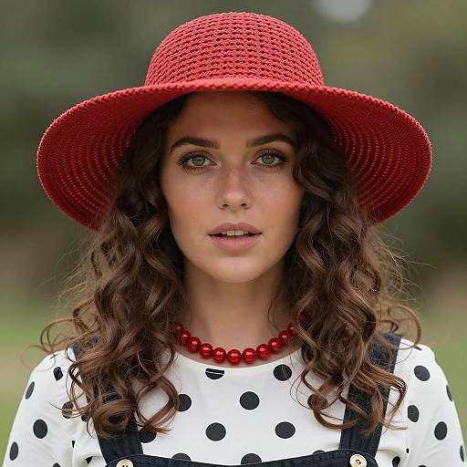 Charming Woman in Woven Sunhat