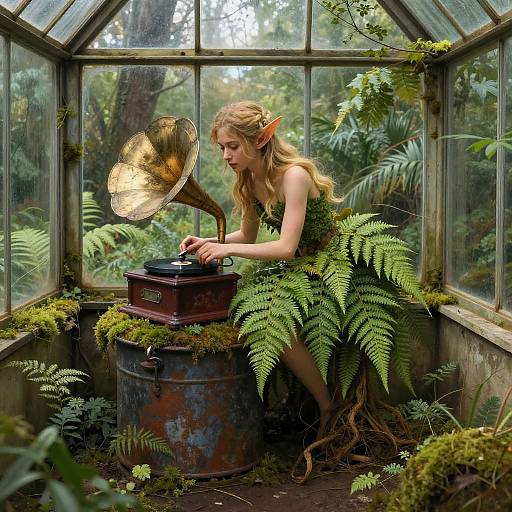 Fern Dryad in Mossy Glasshouse