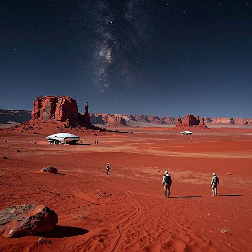 Futuristic Mars Desert Nightscape