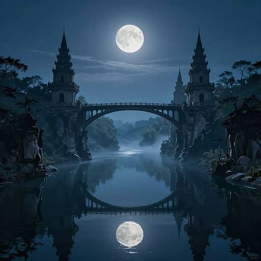 Moonlit Bridge Over Ethereal Chasm
