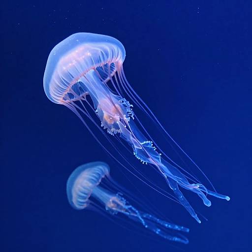 Iridescent Jellyfish in Deep Ocean